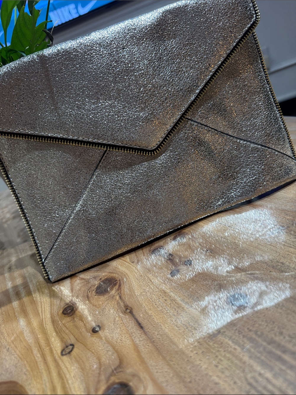 Rebecca Minkoff Metallic Silver Envelope Clutch